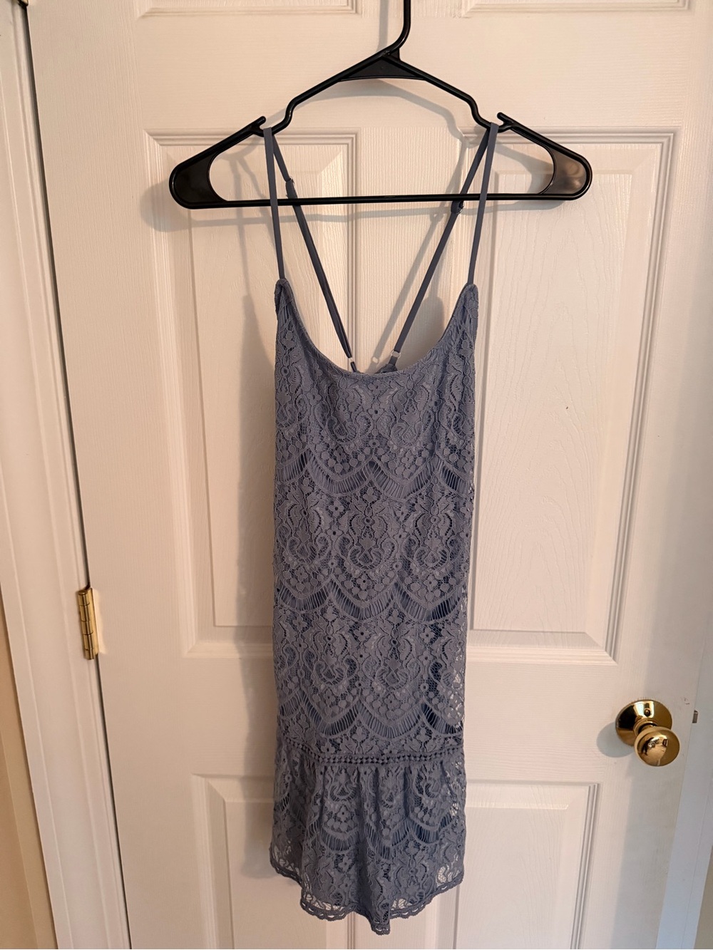 Speechless Periwinkle Lace Mini Dress with Ruffle Hem